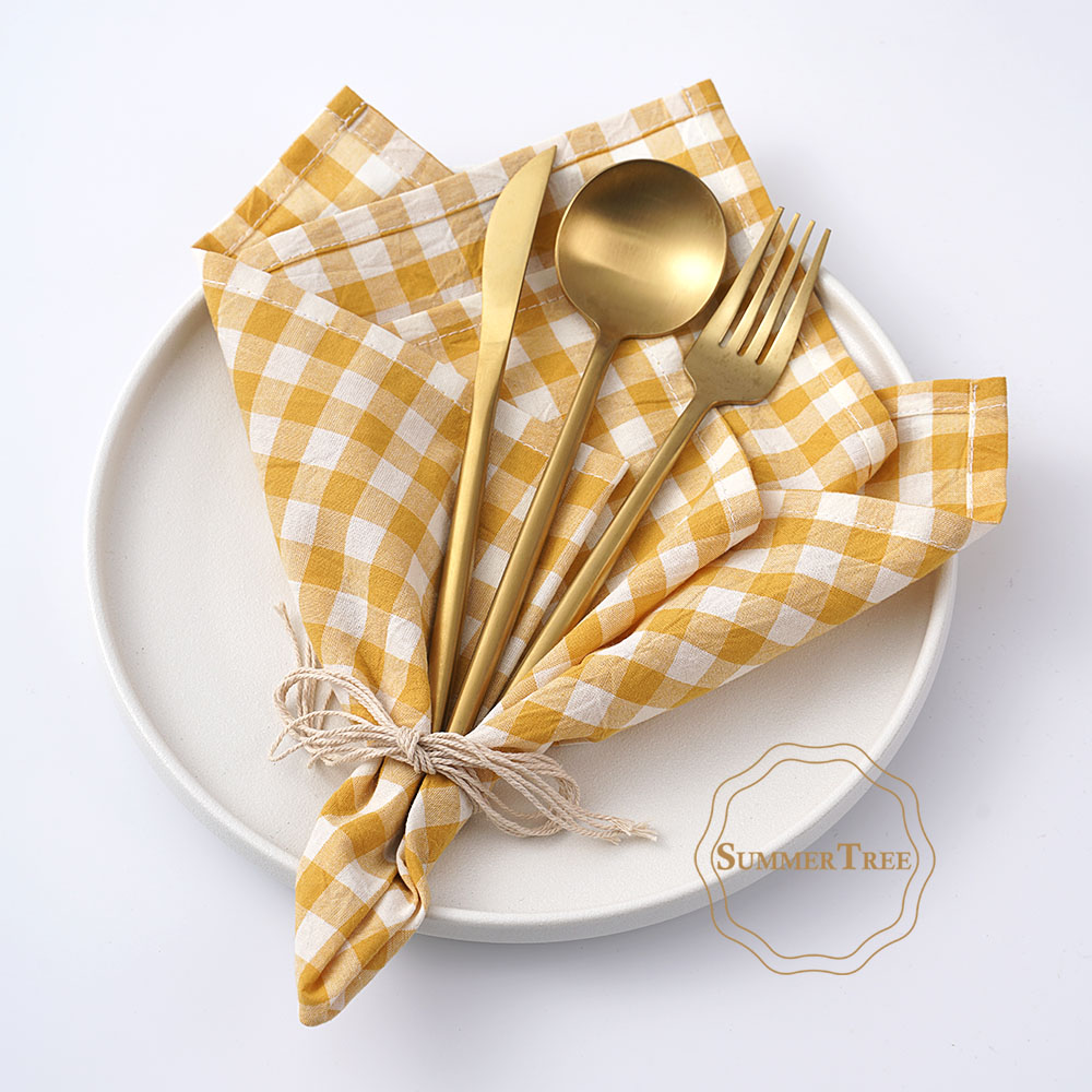 Guardanapo de Algodão Xadrez 4 - Linen Napkin Set avaliação e preço